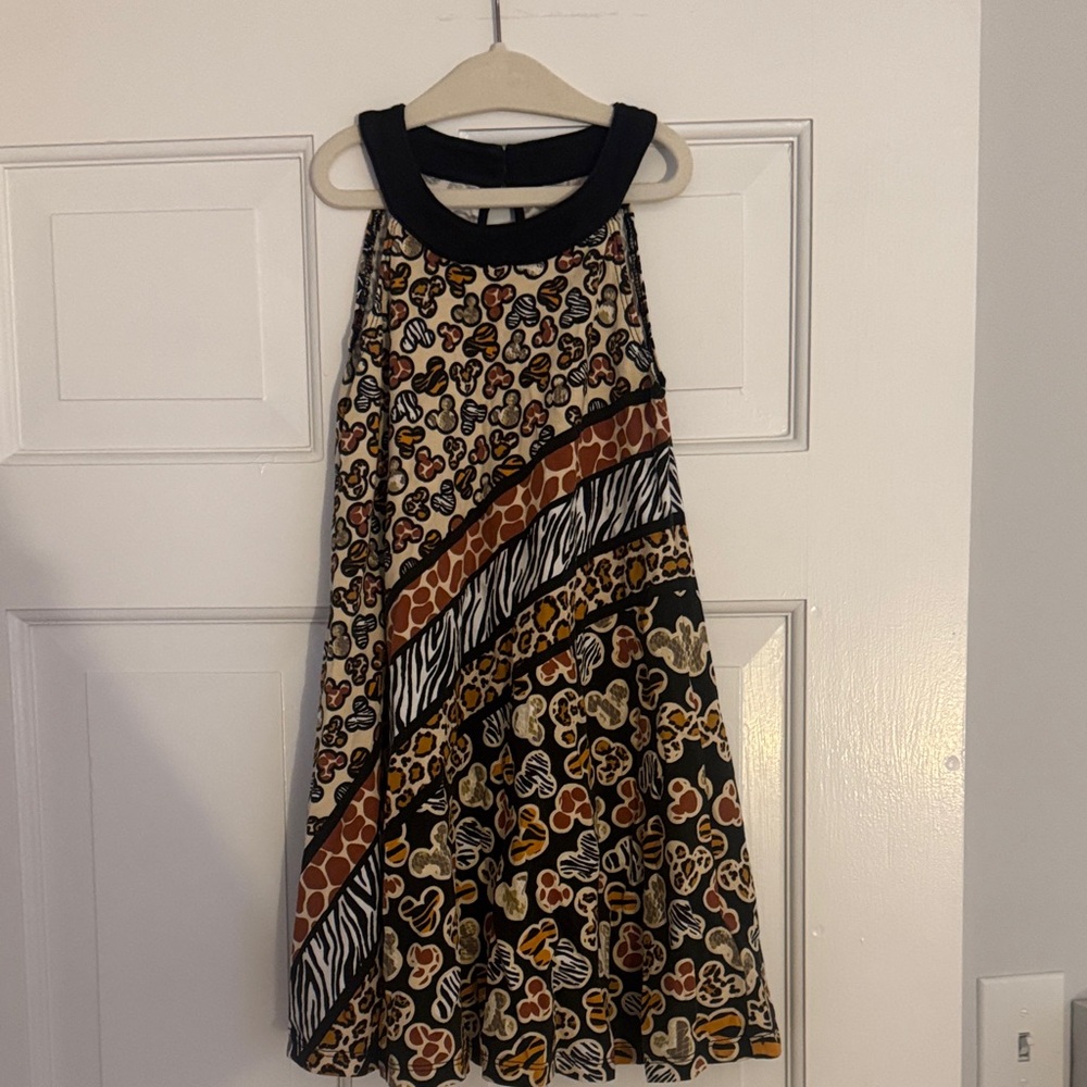 Disney Girls' Animal Print Halter Dress in Black, Brown, Cream